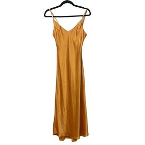 Oak + Fort Orange/Gold Satin Midi Dress